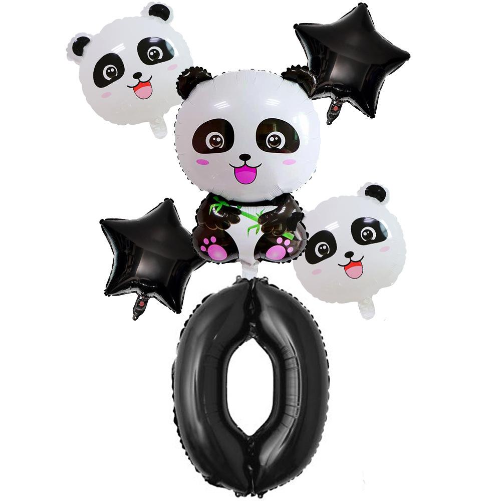 Xiaohongshu Panda Balloon Cute Panda 1-10 Birthday Party Decoration Arrangement Aluminum Film Balloon