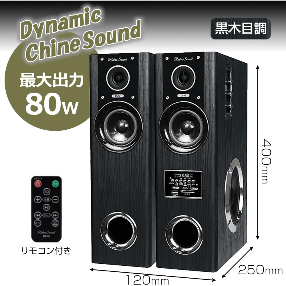 Kumazaki Aim Dynamic Sound Speaker Speaker with Amplifier Maximum Output 80W Powerful Sound Genuine Product Warranty Included DS-12 Built-in