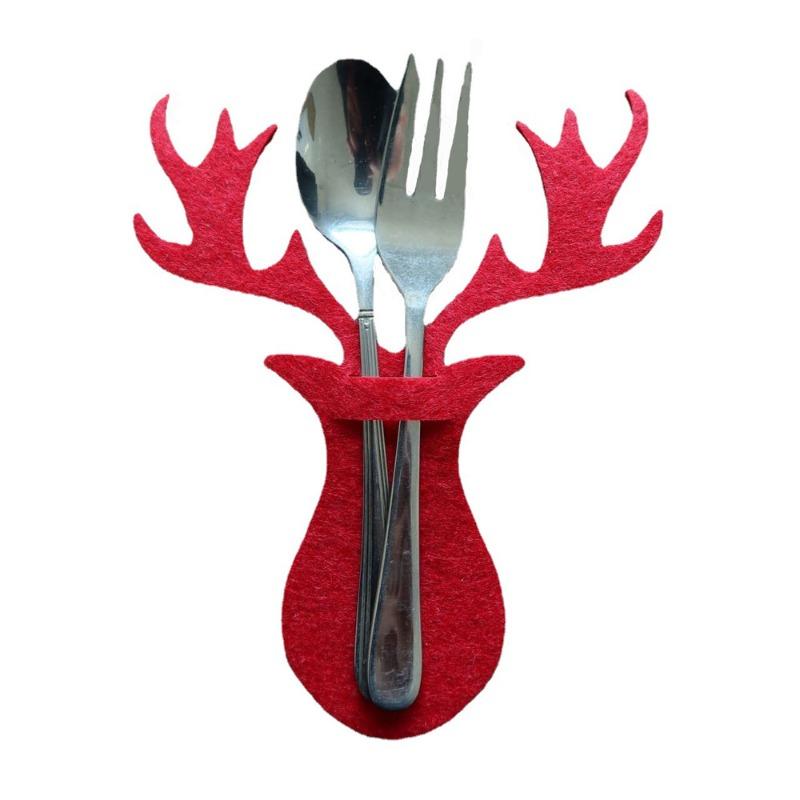 

1-20PCS Christmas Tableware Set - Felt Silverware Pockets with StarDesign for Holiday PartiesChristmas Table Decor CutleryHolder 1PC