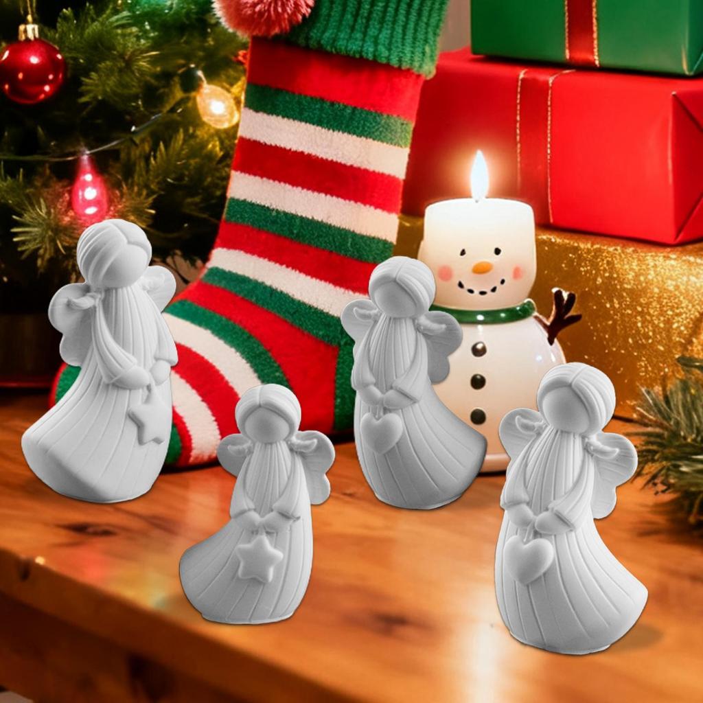 4 Pcs 3D Angel Silicone Mold Epoxy Resin Casting Molds DIY Craft Making Supplies for Christmas Cake Soap Candle Decorations