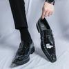 New Fashion Mens Charm Pointed Punk Rivet Mirror Leather Shoes Male Dress Wedding Prom Homecoming Loafers Footwear