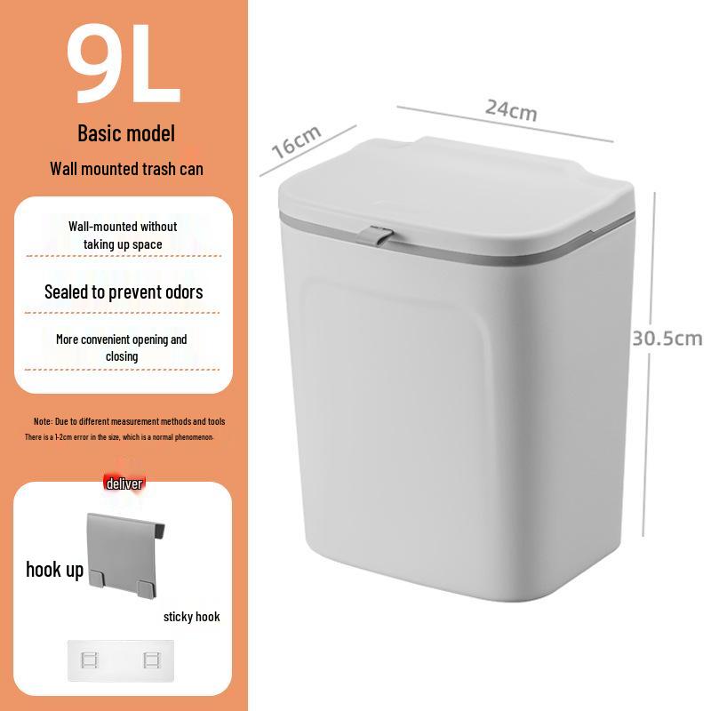 Ścienny Kosz na Śmieci do Łazienki z Pokrywką, Duża Pojemność do Przechowywania Odpadów z Kuchni i Papieru Toaletowego