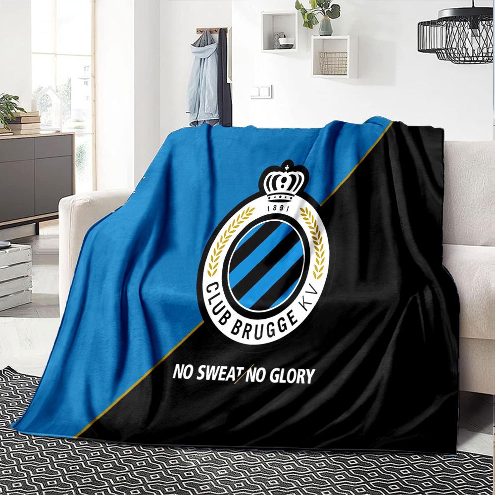 Coperta in Flanella con Stemma del Club Brugge Fc, Morbido Poliestere, Design Moderno, Per Tutte le Stagioni per Campeggio, Viaggi, Regali per le Feste o Compleanni