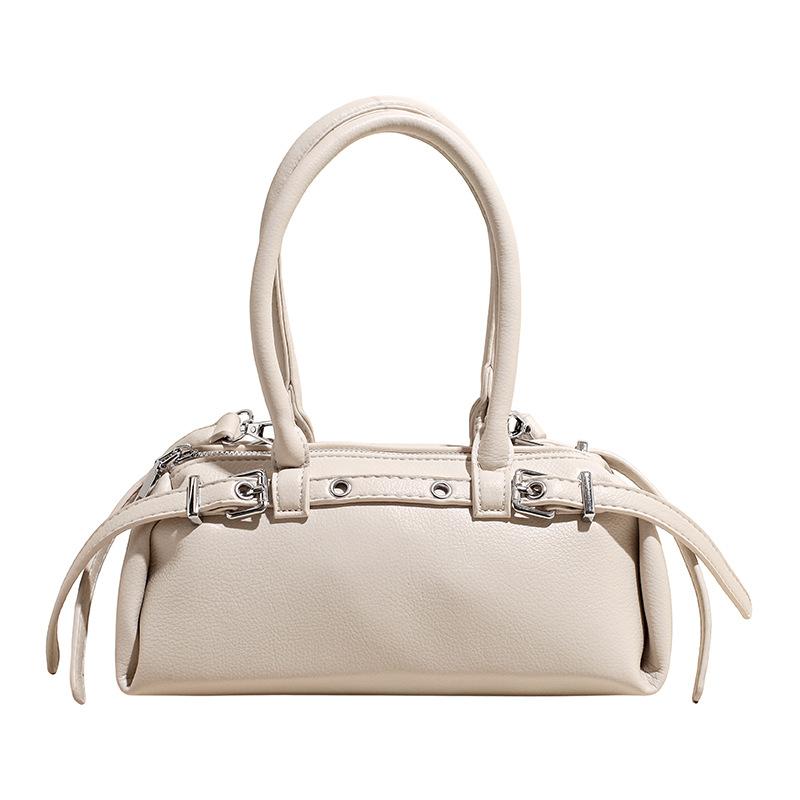 Elegant PU Handbag for Women Classic Barrel Shape Design with Dual Handles and Adjustable Shoulder Strap белый 1770₽
