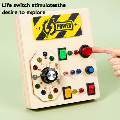 Baby Montessori Busy Board LED Lichtschalter Steuerplatine Sensorisches Spielzeug Holz Busy Board Kinderspiele Kinder Puzzlespielzeug Geschenke