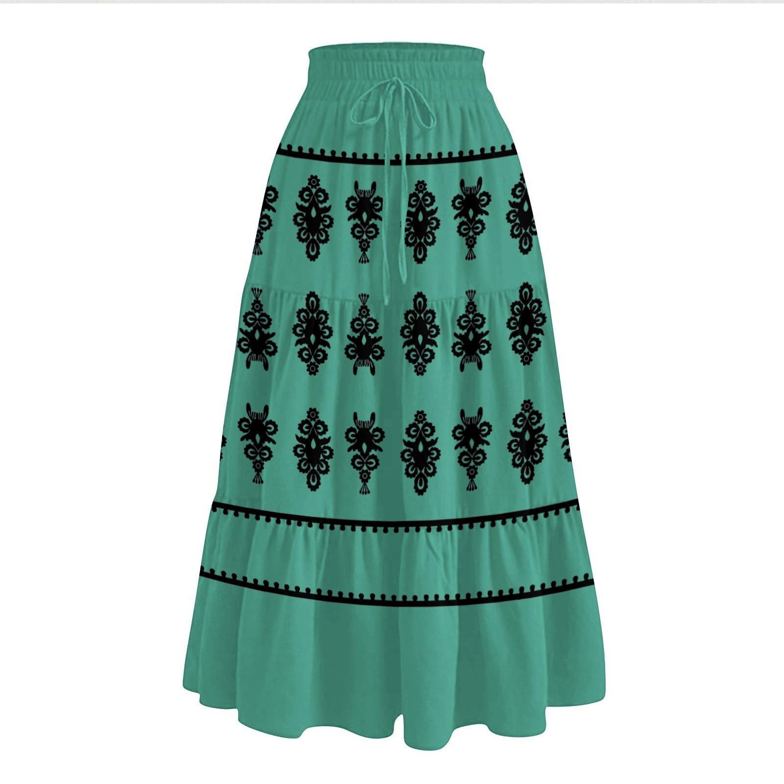 

Женская повседневная и модная принтованная эластичная талия свободная юбка талия свободная юбка XL