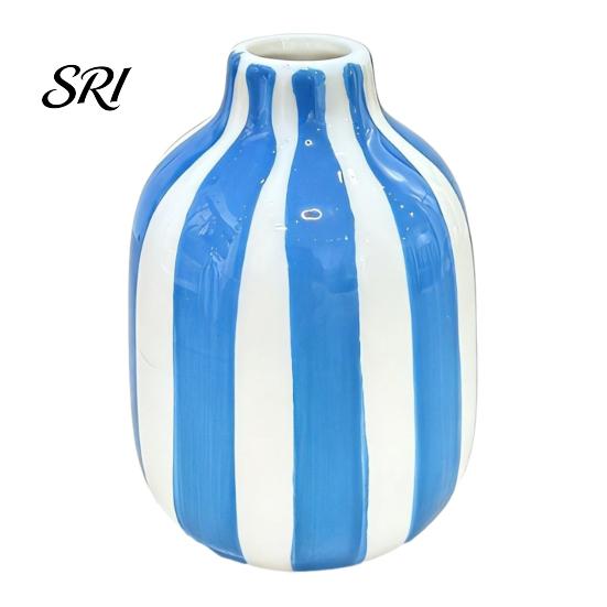 Vaso Smaltato ad Alta Temperatura Ceramica a Strisce Dipinto a Mano Moderno Nordico Boho Piccolo Contenitore Decorativo per Fiori per Tavolino Cucina Interno