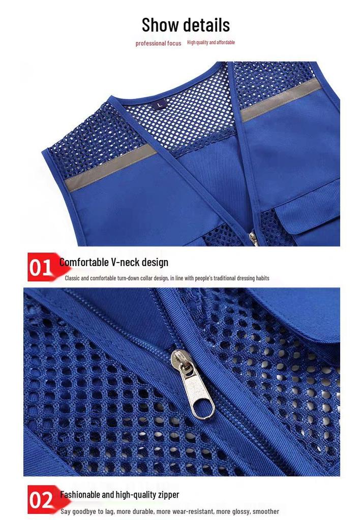 Children's Custom Multi-Pocket Mesh Activity Vest with Logo for Summer