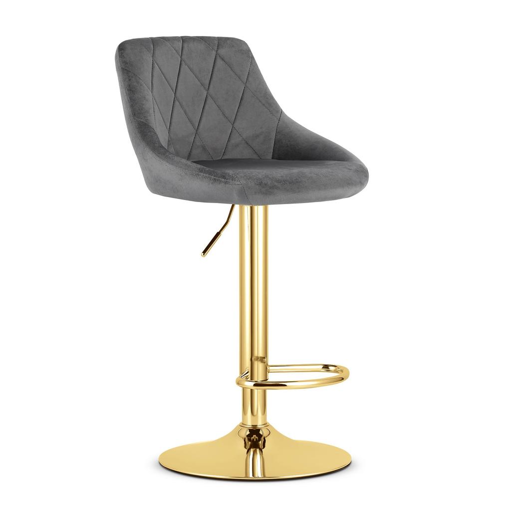 KAST stool - grey velvet / gold base x 2