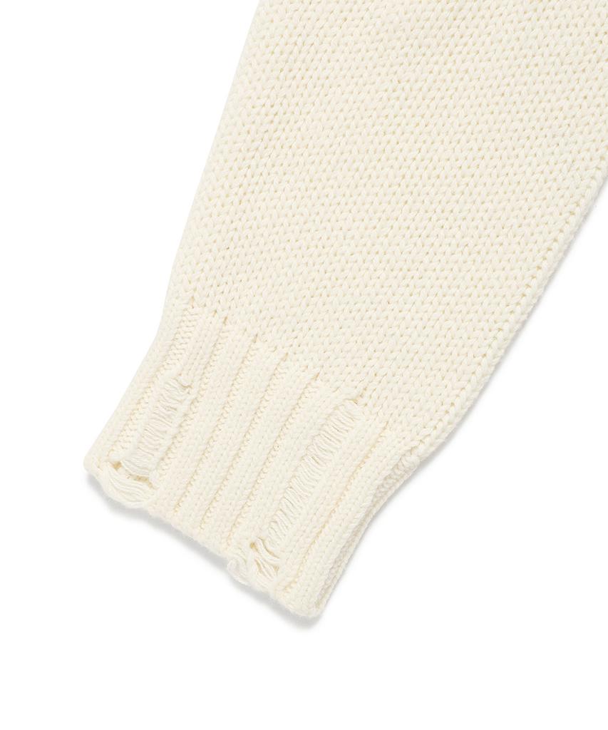 CAVISH W Damaged Star Knit Crewneck Ivory(Cv2Dffk601A)