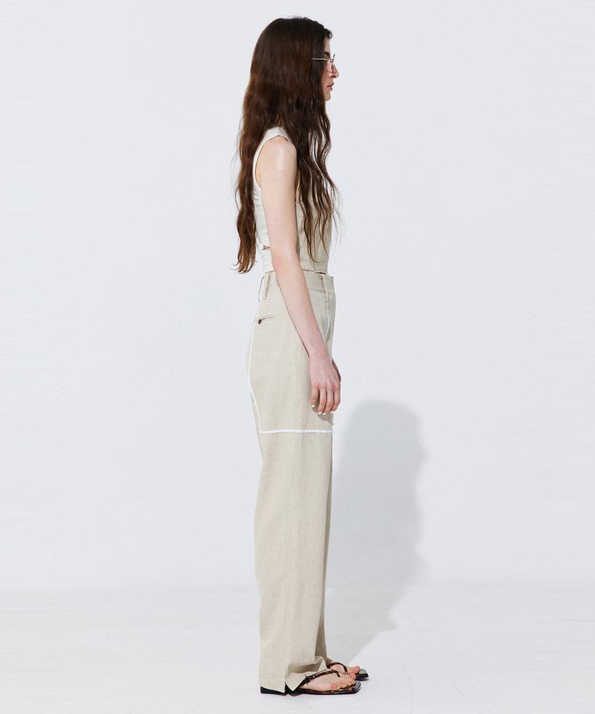 WNDERKAMMER Color-Block Point Linen Trousers_Beige