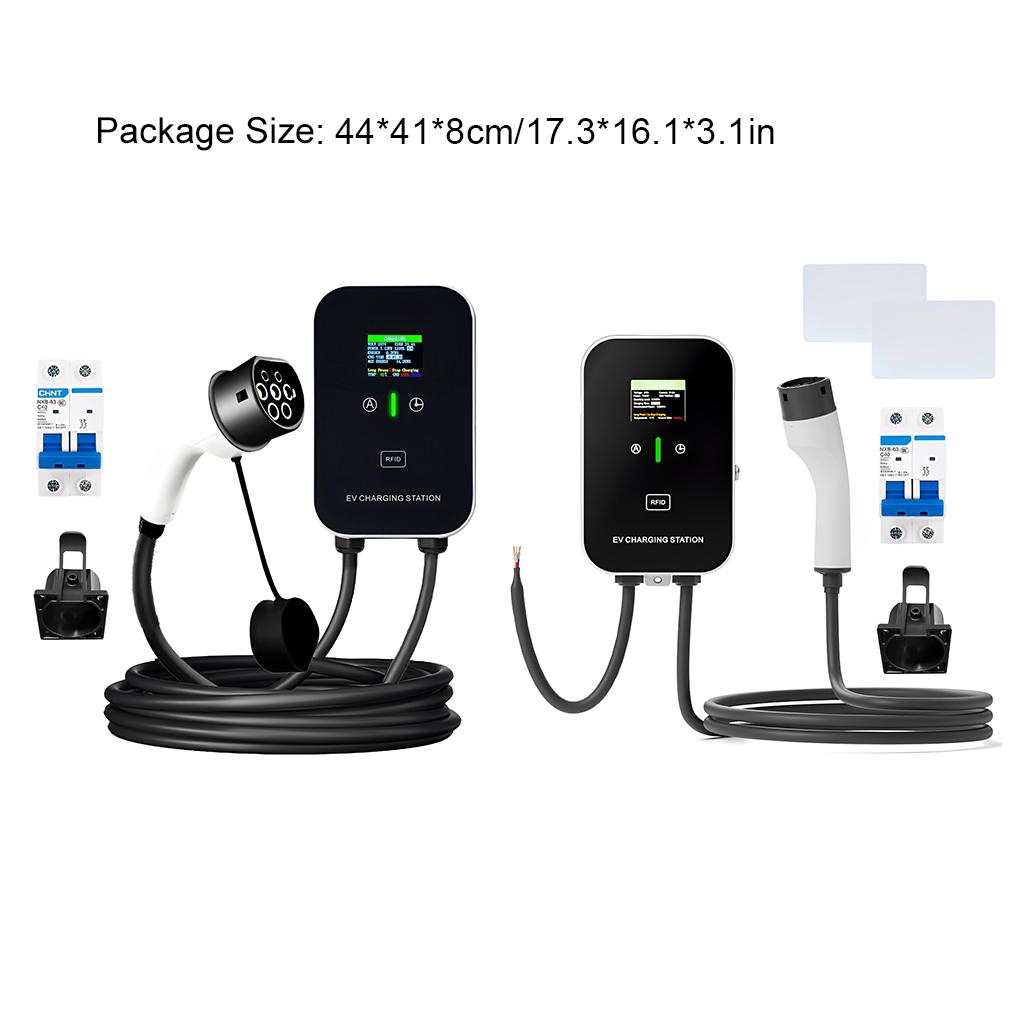 EV Wallbox 5M 7KW 32A Charging Station Car Home EV Wallbox Electric Car EV Wallbox With 5M Cable Color Screen+2 Cards