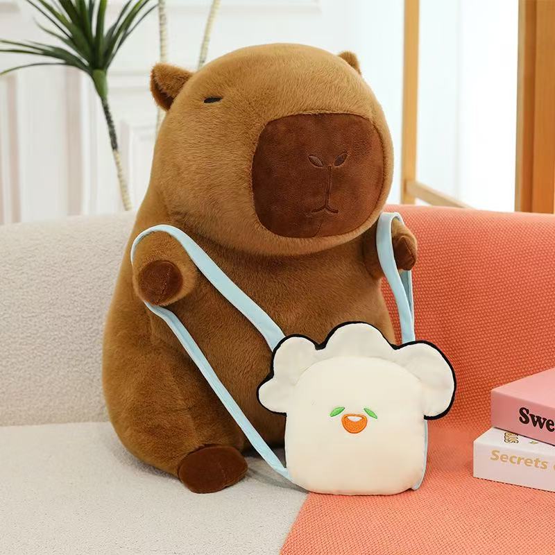 23cm Super Cute Capybara with Bee Capibara Plush Doll Giant Kawaii Stuffed Animal Doll Children Kids Birthday Gift Toys