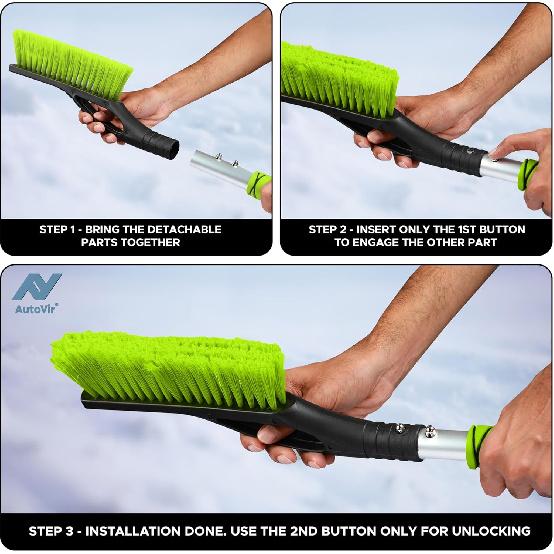 27" Snow Brush and Ice Scrapers for Car Windshield (1 Pack), Window Ice and Snow Scraper with Ergonomic Foam Grip, Snow Windshield Scraper with