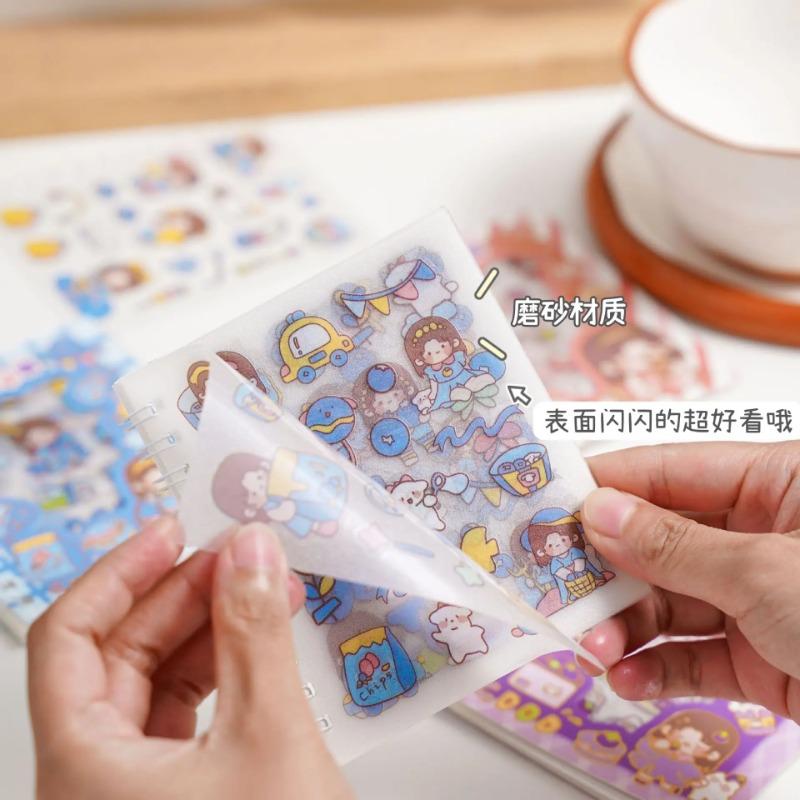 Autocolant manual înghețat Desene animat DIY Material decorativ autocolant tăiat gratuit drăguț impermeabil reviste autocolant carte rechizite școlare