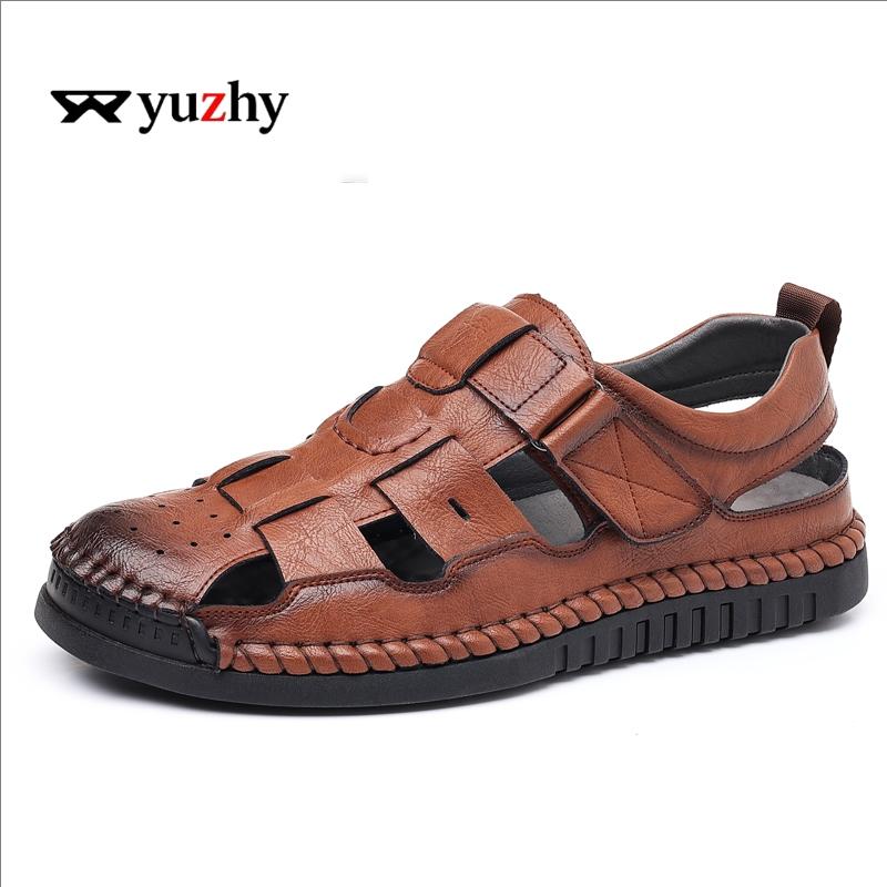 Fashion Shoes Cswo01 Men's Summer Sandals Genuine Leather Casual Shoes Outdoor Leather Sandals For Beach Shoes Roman Shoes Cm