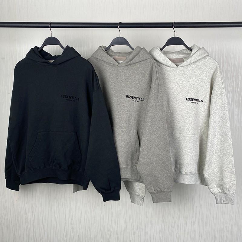 FOG ESSENTIALS Flocked Pullover Hoodie Mens Casual Sweatshirt Youth Streetwear