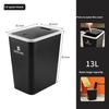 Nordic Press Type Trash Can Odorless Rectangular Garbage Bin with Lid Leakproof Bathroom Kitchen Stainless Steel Office Home Use