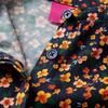 Children's Shirt with Navy Blue Floral Print Band Collar 5 Sizes Available