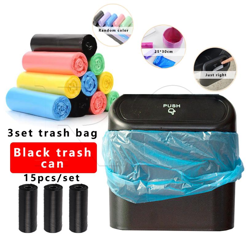 Universal Organizer Car Clamshell Trash Bin Hanging Vehicle Garbage Dust Case Storage Box Black ABS Square Pressing Trash