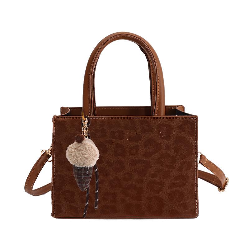 

Fashion leopard print foreign style large capacity new trend literary texture casual shoulder crossbody handbag women s bag No pendant model коричневый