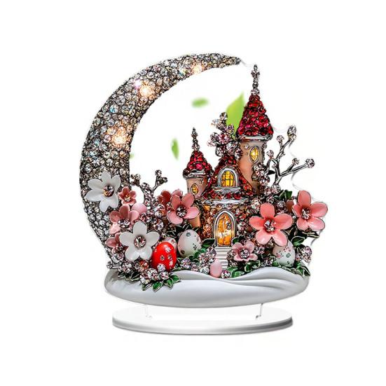 Iepuraș de Paște Acrilic Semn de Masă 2D Plat Ouă Floare Iepure Decorare Casă Living Ziua Îndrăgostiților Petrecere Sărbătoare Ornament de Masă