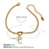 Gold Plated Letter Knot Charm Bracelet Women 26 Alphabet Initials Titanium Steel Luxury Minimalist Jewelry
