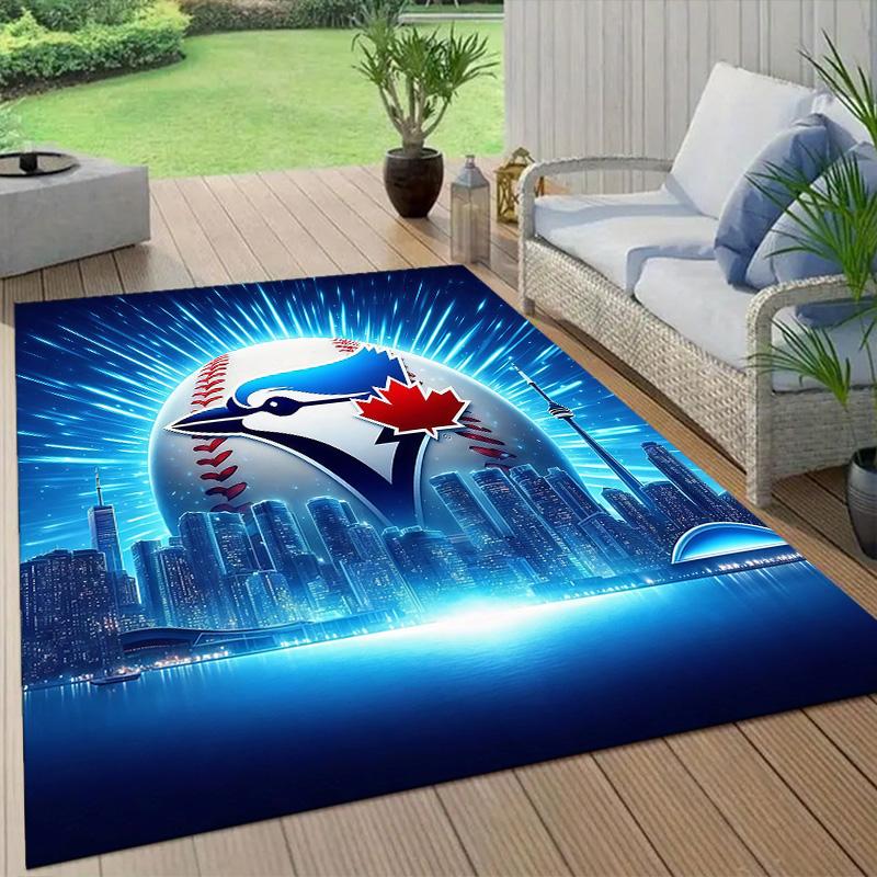 Toronto Blue Jays2 Flannel Pattern Square Carpet,Area Rug,Carpet Rug for Living Room Bedroom Sofa Playroom Decor,Non-slip Floor Mat