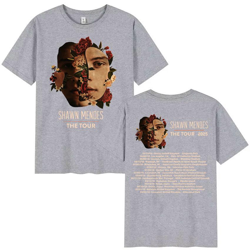 2025 Summer Shawn Mendes The Tour Print Men's Women O-Neck Fashion Cotton Short Sleeve T-Shirts 100% Pure Cotton Printed T-shirt