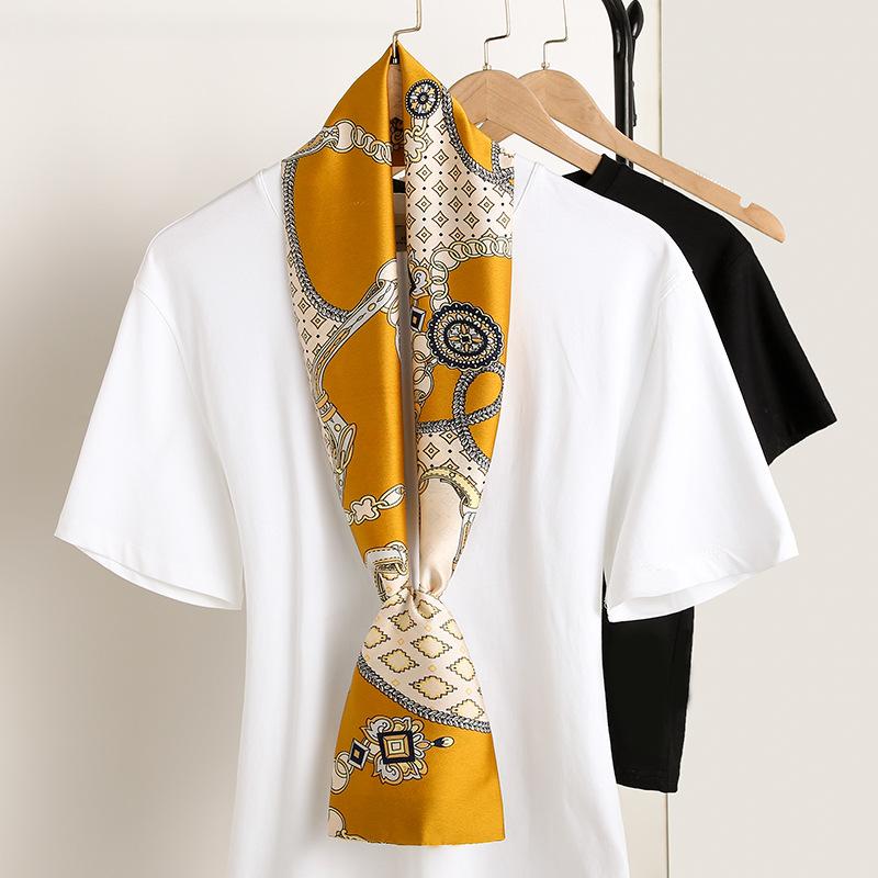 Luxury Ribbon Silk Scarf 15*145Cm Red Headband Neckerchief Foulard Hair Scarfs Neck Tie Lady Skinny Scarves Soft Satin