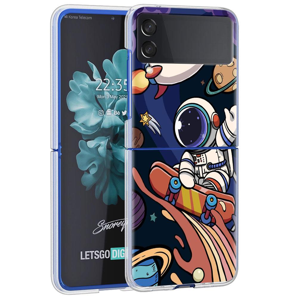 

Модный крутой чехол с космонавтом для Samsung Galaxy Z Flip 4 5G Прозрачная жесткая крышка для мобильного телефона ZFlip Прозрачный ПК Роскошный чехол Coque Samsung Z Flip 4