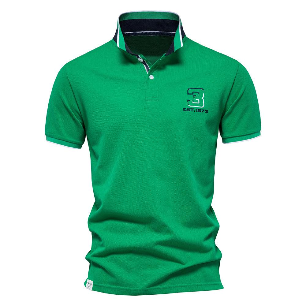 Polo Men's T-shirt Short Sleeve Spring and Summer New Cotton Logo High-end Men's Polo Shirt Cotton