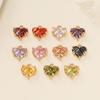 2Piece/Lot 18K Gold Color Plated Heart Charms Pendants with Zircon for DIY Bracelet Necklace Jewelry Making Accessories