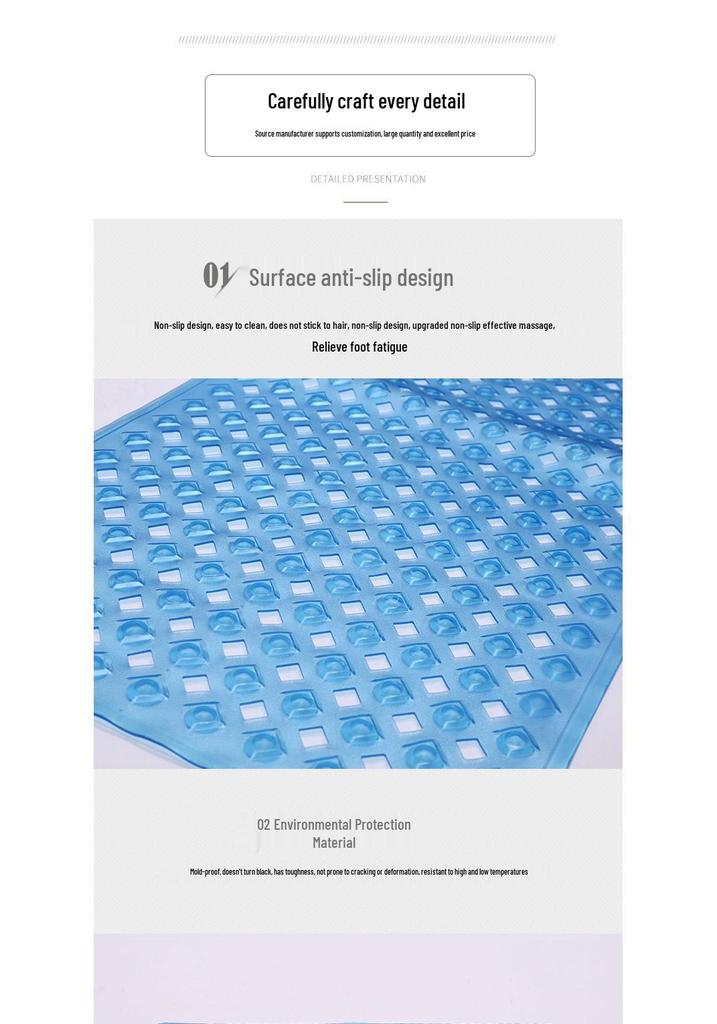 Transparent PVC Anti-slip Bathroom Mat with Suction Cups - Large Diamond Design for Fast Draining