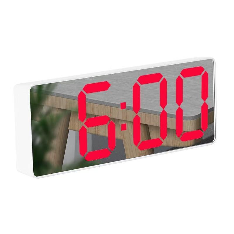 Electronic Mirror Alarm Clock Fashionable Student Dormitory Silent Clock European Creative Multi Functional Wake Up Home Table Setting Clock