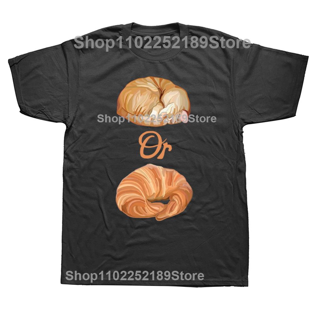 Funny Croissant Cat Meme Graphic T-shirts Men Women's Fashion Casual Tshirt 100% Cotton Loose Oversized Food Lover T Shirt