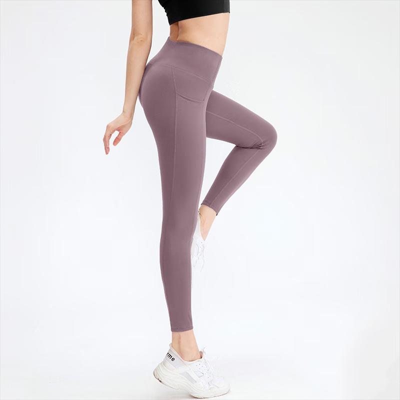 Yudong Double-Sided Nude-Feel High-Waist Yoga Pants with Pockets 10/XL