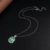 925 Sterling Silver Vintage Luxury Square Green Crystal Zircon Necklace Wedding Anniversary Birthday Anniversary Party Gift