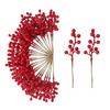 50 Pcs Christmas Artificial Picks Fake Greenery Pine Branches Faux Red Berry Stems for DIY Christmas Garland Wreath Flower Arrangement Decoration