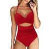 One Piece Women Set Swimsuit Print  Backless Puch Up Solid Sexy Women's Swimwear Bandage Ruched Female Bathing Suit Beachwear
