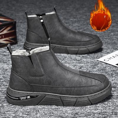 Stivali da neve Scarpe alte da uomo Scarpe invernali da uomo Nuovi stivali di cotone caldi in velluto Stile britannico Stivali di cotone ispessito da uomo Marea