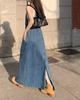 Damen Denim Altersreduzierendes Schlankheitskleid - 2025 Frühling/Sommer Locker Langes Blaues Kleid