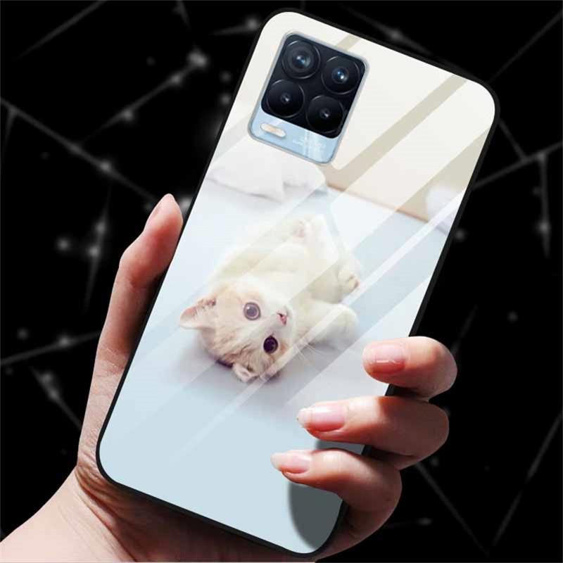 For Realme 8 Case Tempered Glass Hard Back Cover Case For Realme 8 5G 8i Realme 8 Pro Phone Case Cover Realme8 Pro Soft Bumper