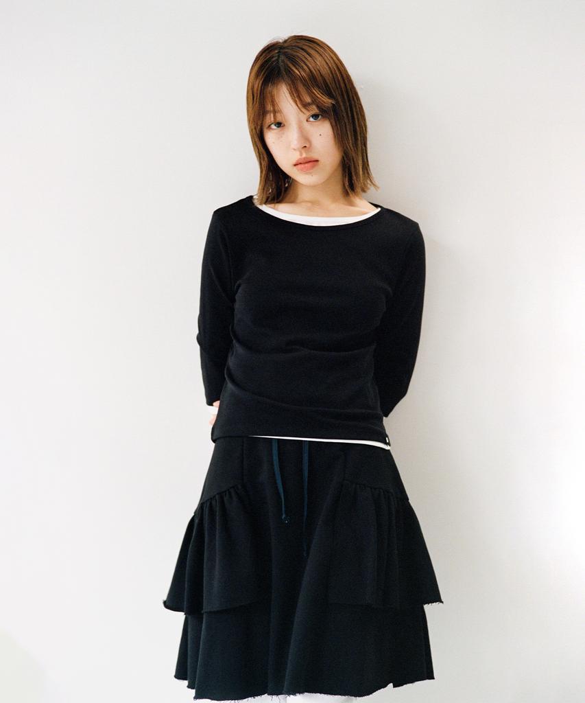 Ohesio Shirring Midi Banding Skirt, Black