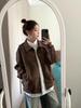 Women's High-End American Retro Brown Leather Jacket - Trendy Autumn/Winter Loose Couple Outerwear