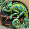 Metal Sign Art 2D Round Chameleon Personalized Wall Decor Gift Office Home Halloween Room Decor Kitchen Bathroom Bedroom Living