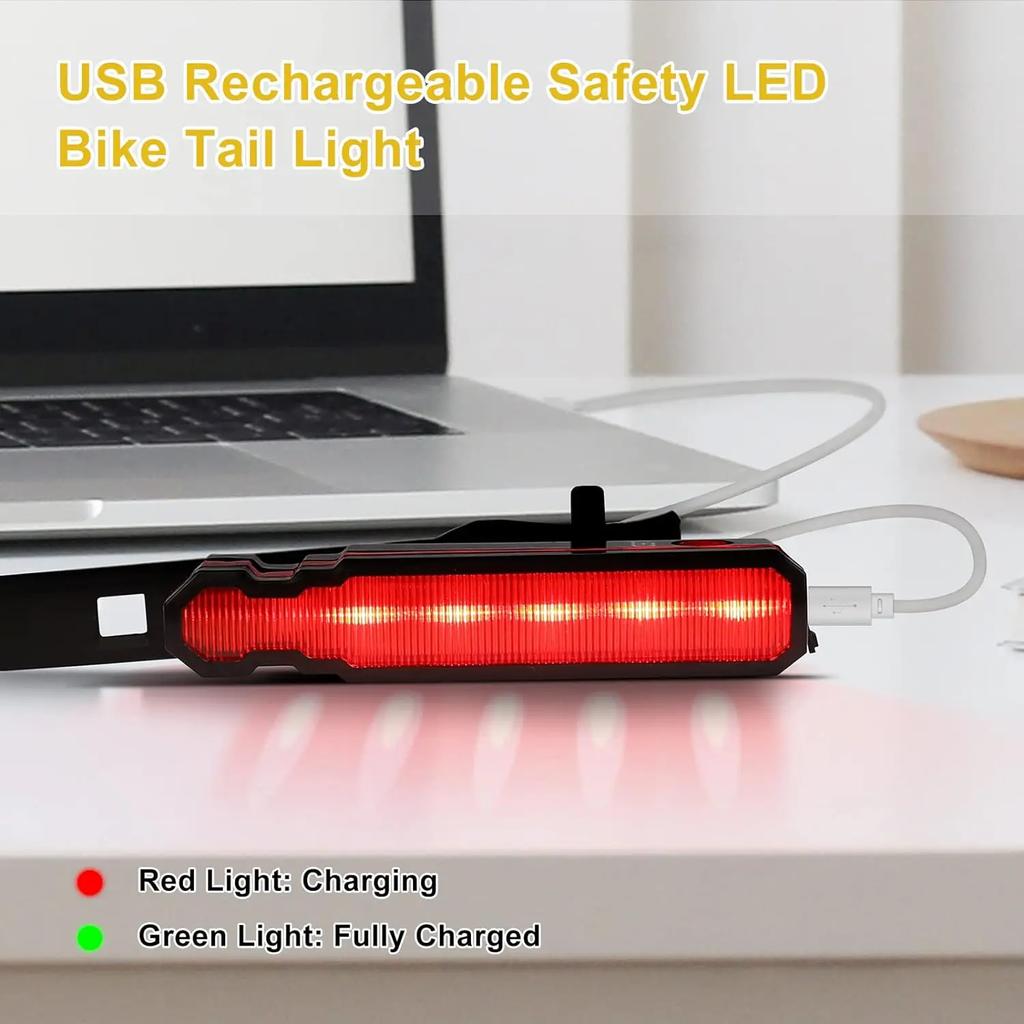 Rechargeable Bike Tail Light 6 Light Modes Cycling Safety Warning Light Bike Lights for Night Riding Laser Line Warning Lamp