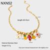 European and American oil dripping flower banana pineapple fringed ceramic pendant DIY necklace women's plated 18k gold stainless steel jewelry