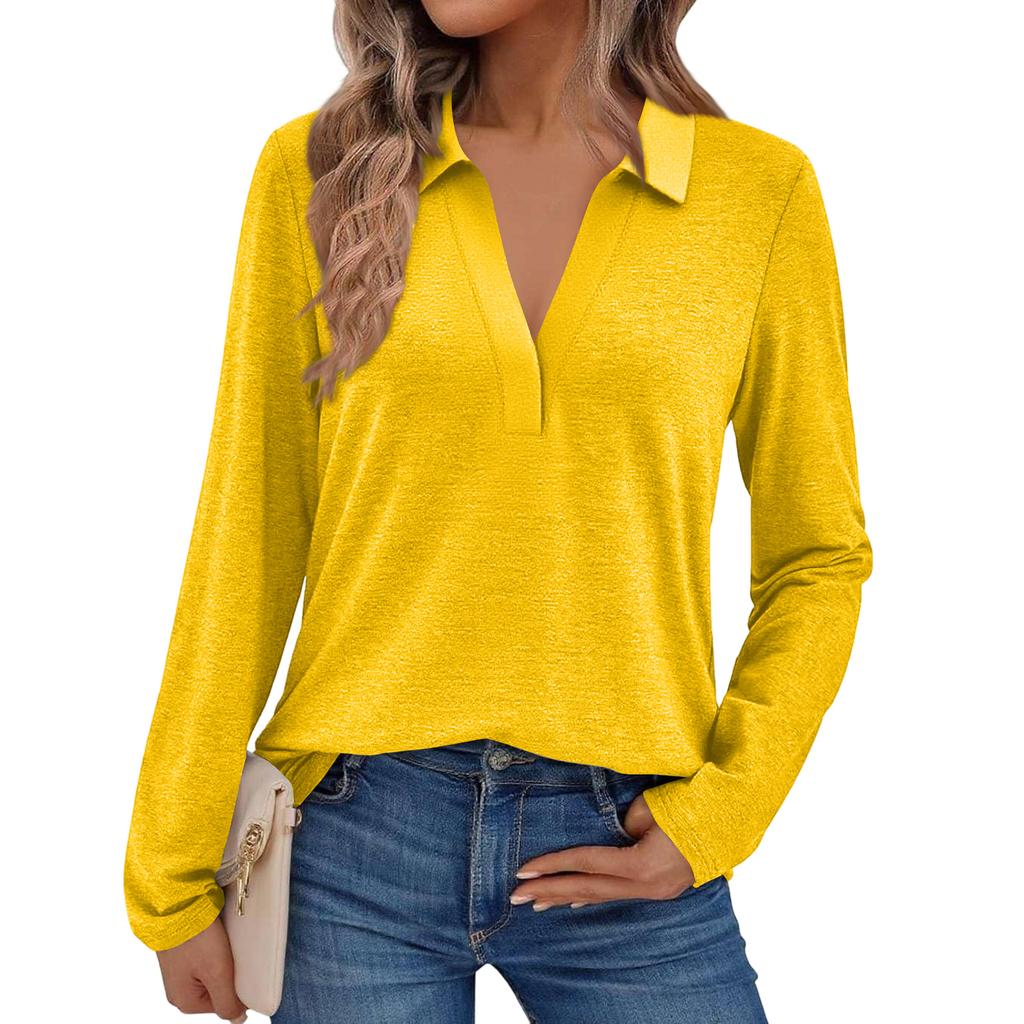 Women's Fashion Long-Sleeved Solid Color Stand Collar Shirt
