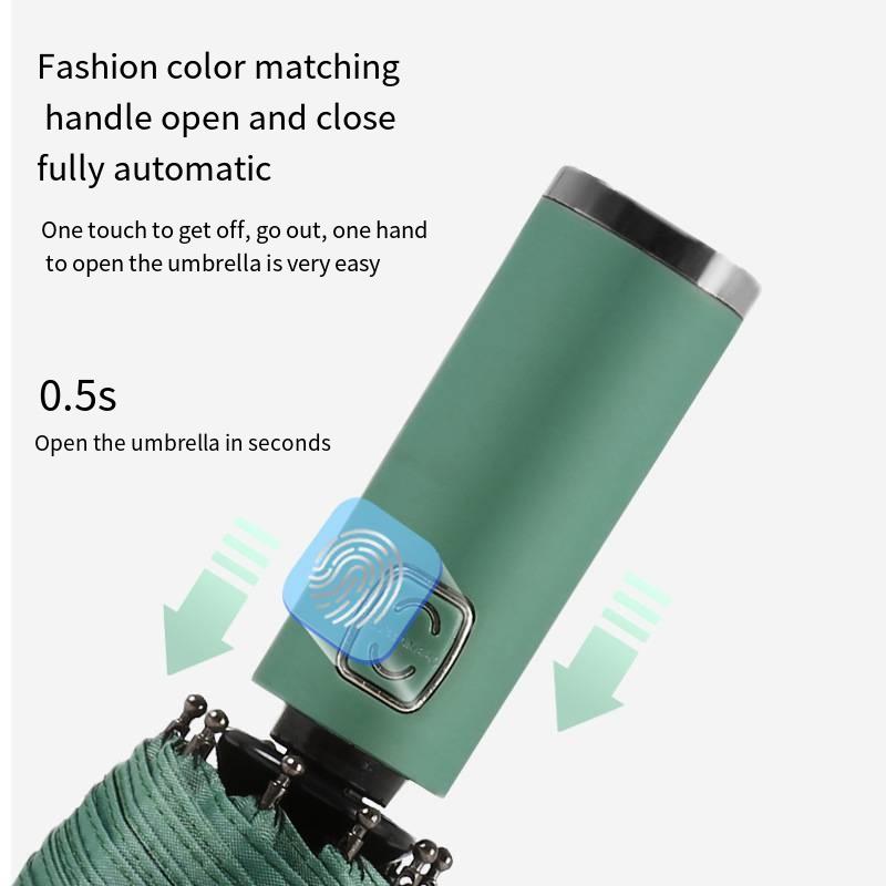 10 Bone Solid Color Vinyl Triple Automatic Triple Folding Umbrella Foldable Rainsun Umbrella